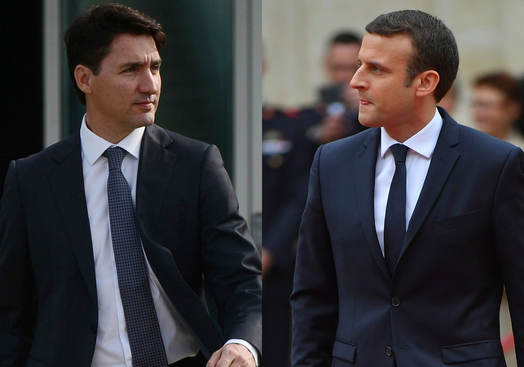 Justin Trudeau, Emmanuel Macron Justin Trudeau, Emmanuel Macron